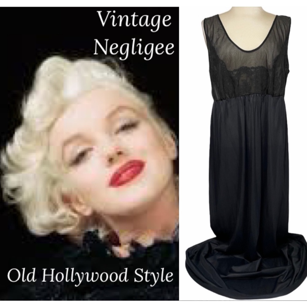 Vintage Lace Slip Dress Sexy Pin Up Lingerie Whimsy Goth Black Silk Satin - Picture 1 of 16